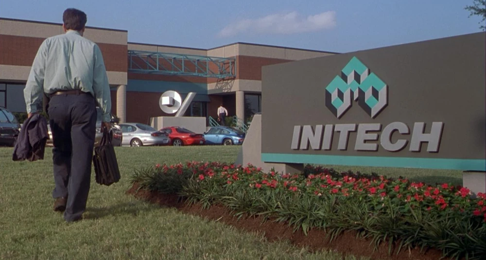 Peter arriving at Initech